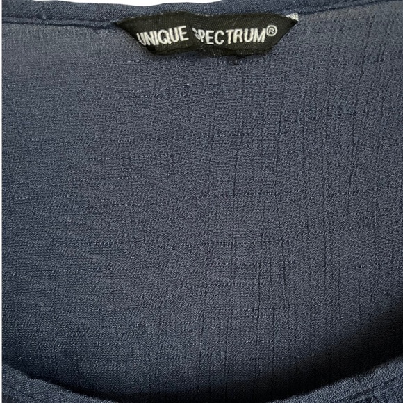 Unique Spectrum 3/4 Sleeves Boat Neckline Navy Blue Top size S/M - Picture 4 of 9